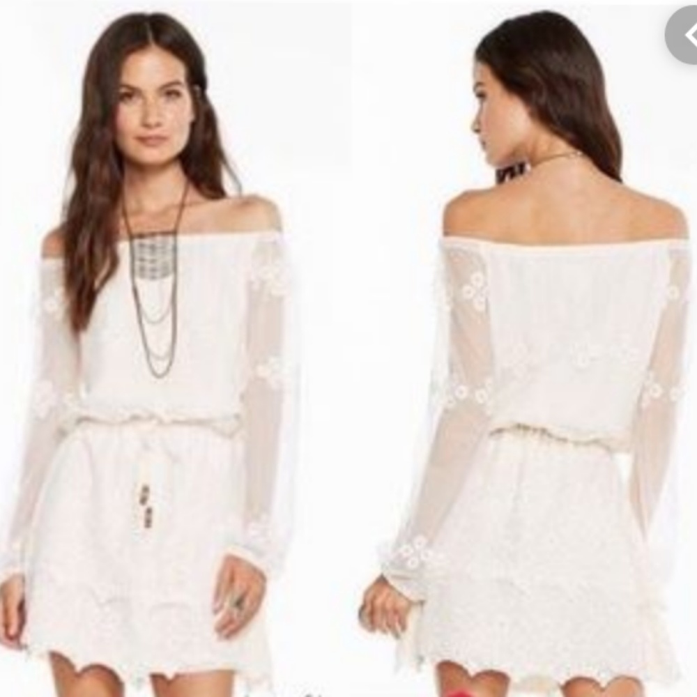 NWT Black Chaser Lace Off Shoulder Mini Dress